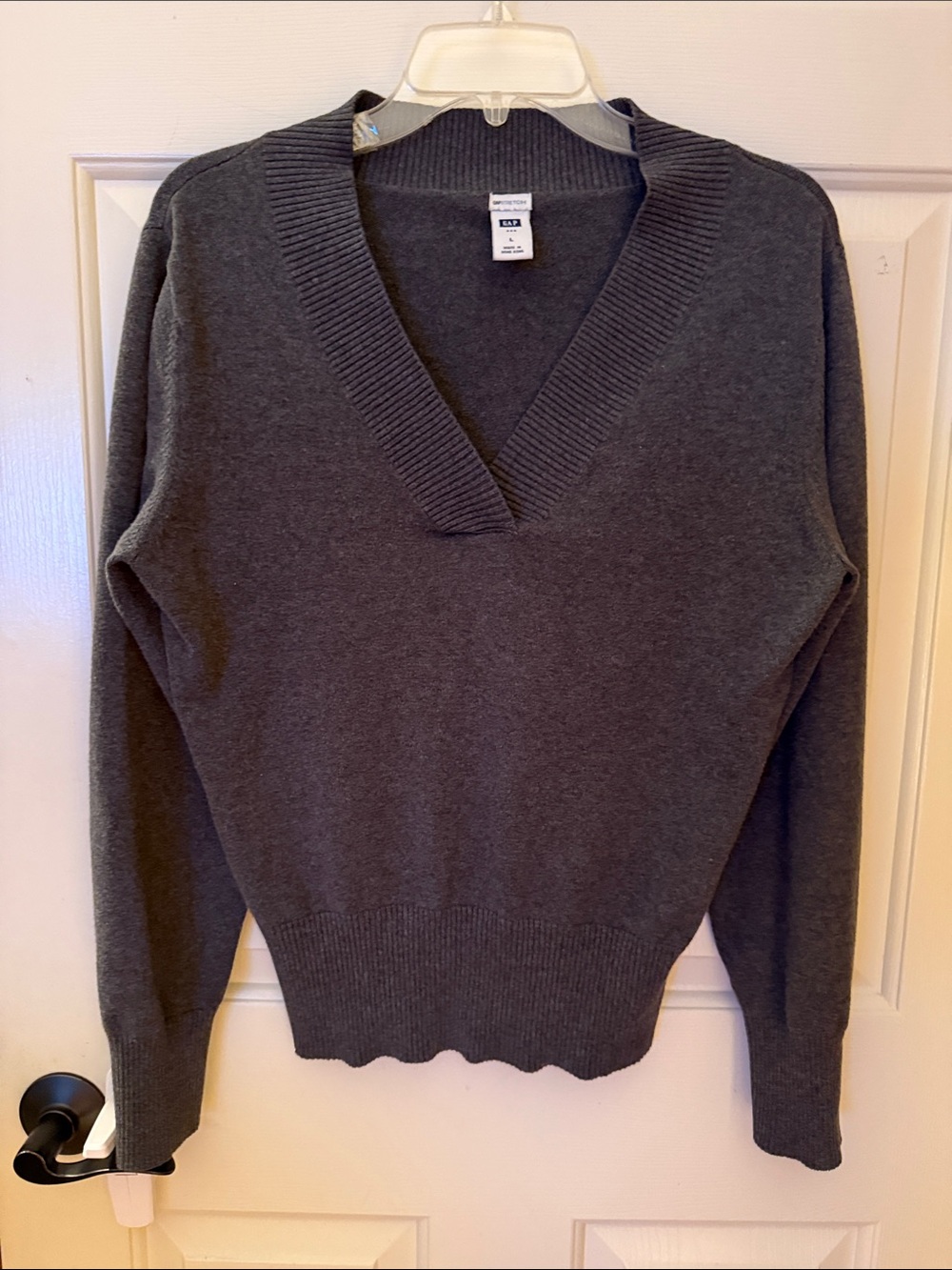 GAP Women's Dark Charcoal V-Neck Sweater